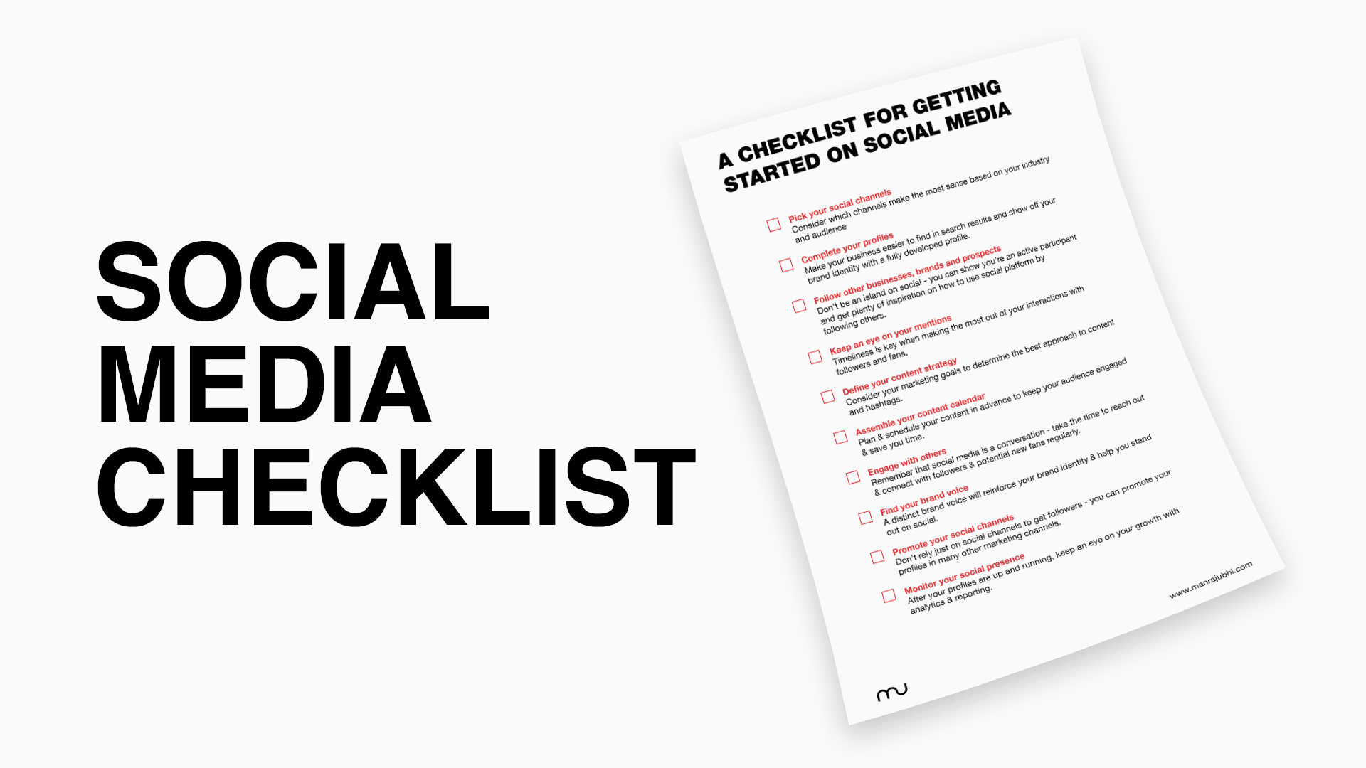 Social Media Checklist - Manraj Ubhi